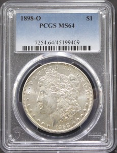 미국 1998년 1$ 모건 달러 미사용 은화 PCGS 64등급 (&quot;O&quot; 마크)