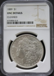 미국 1889년 1$ 모건 달러 미사용 은화 NGC UNC Details