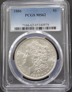 미국 1886년 1$ 모건 달러 미사용 은화 PCGS 62등급