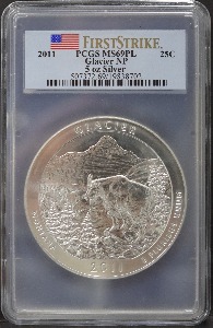 미국 2011년 몬태나 주 글레이셔 국립공원 (Glacier) 5oz 은화 PCGS 69등급