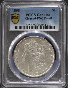 미국 1898년 1$ 모건 달러 미사용 은화 PCGS UNC Details