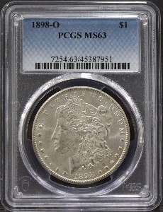 미국 1898년 1$ 모건 달러 미사용 은화 PCGS 63등급