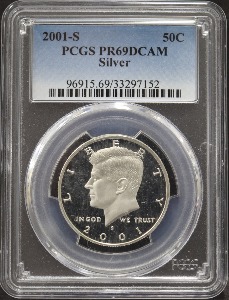 미국 2001년 케네디 하프달러 50센트 프루프 은화 PCGS 69등급