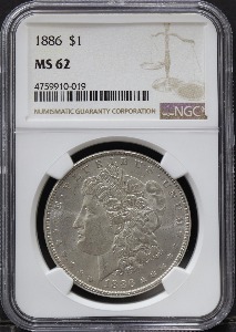 미국 1886년 1$ 모건 달러 미사용 은화 NGC 62등급