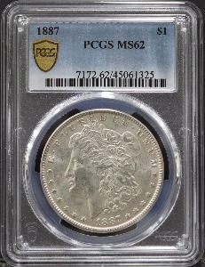 미국 1887년 1$ 모건 달러 미사용 은화 PCGS 62등급