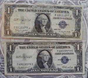 미국 1935년 1달러 은태환권 (Silver Certificate) 사용제 2장 세트