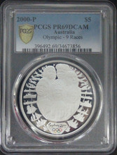 호주 2000년 시드니 올림픽 - 9명 주자 1oz 은화 PCGS 69등급