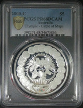 호주 2000년 시드니 올림픽 - 지도 도안 1oz 은화 PCGS 68등급