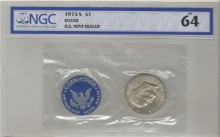 미국 1973년 1$ 은화 NGC 64등급 (구형 그레이딩)