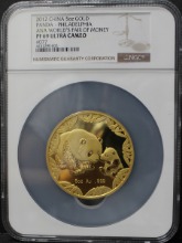 중국 2012년 미국 필라델피아 화폐박람회 (ANA) 팬더 5oz 금메달 NGC 69등급