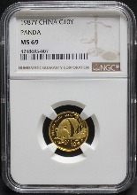 중국 1987년 팬더 1/10oz 금화 NGC 69등급