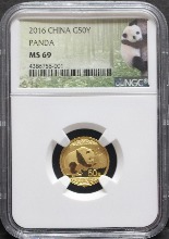 중국 2016년 팬더 3g (구, 1/10oz) 금화 NGC 69등급