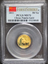 중국 2011년 팬더 1/10oz 금화 PCGS 70등급