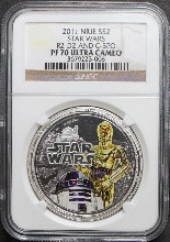 니우에 2011년 스타워즈 - R2-D2 &amp; 3PO 1oz 은화 NGC 70등급