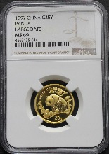 중국 1997년 팬더 - 라지 데이트 1/4oz 금화 NGC 69등급