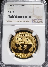 중국 2009년 팬더 1oz 금화 NGC 69등급