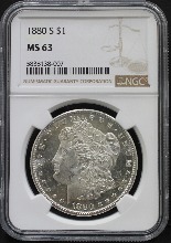 미국 1880년 1$ 모건 달러 미사용 은화 NGC 63등급