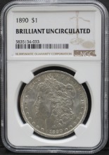 미국 1890년 1$ 모건 달러 미사용 은화 NGC BU UNC 등급