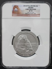 미국 2014년 아치스 (Arches) 국립공원 5oz 은화 NGC 70등급