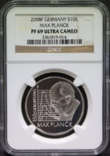 독일 2008년 물리학자 막스 플랑크 (Max Planck) 150주년 은화 NGC 69등급