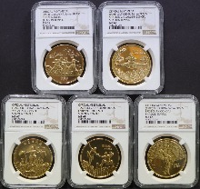 중국 1993년 소림사 쿵푸 (소림공부 무술) 황동메달 5종 세트 NGC 67~69등급