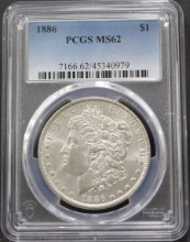 미국 1886년 1$ 모건 달러 미사용 은화 PCGS 62등급