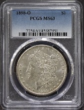 미국 1898년 1$ 모건 달러 미사용 은화 PCGS 63등급