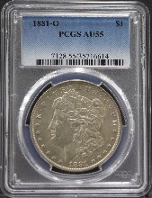 미국 1881년 1$ 모건 달러 은화 PCGS 55등급 (&quot;O&quot; 마크)