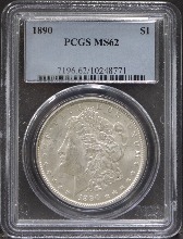 미국 1890년 1$ 모건 달러 미사용 은화 PCGS 62등급