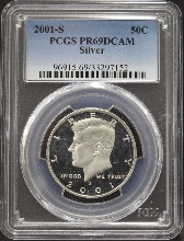 미국 2001년 케네디 하프달러 50센트 프루프 은화 PCGS 69등급