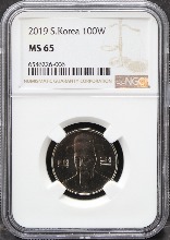 한국 2019년 100원 (백원) NGC 65등급