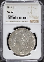 미국 1889년 1$ 모건 달러 미사용 은화 NGC 62등급