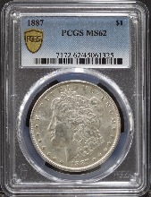 미국 1887년 1$ 모건 달러 미사용 은화 PCGS 62등급