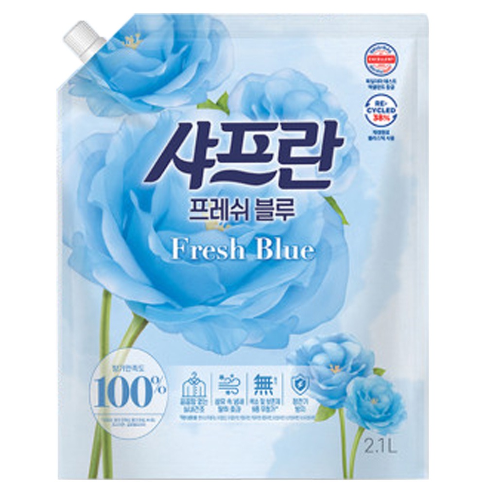 LG생활건강 샤프란섬유유연제리필-프레쉬블루(2100ml*2개)