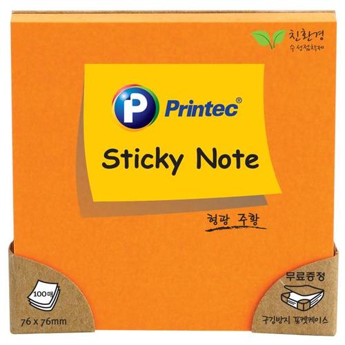 프린텍스티키노트 N7676O 형광주황(76x76mm/100매)