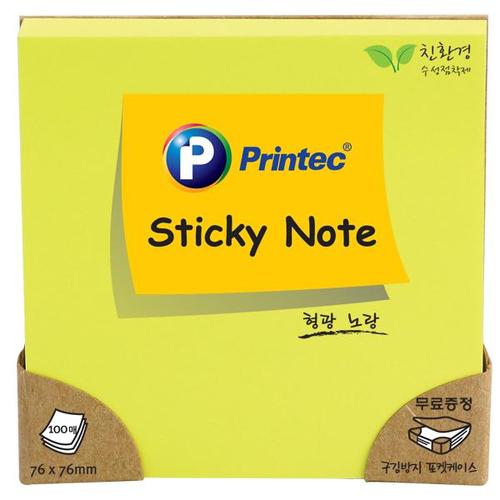 프린텍스티키노트 N7676Y 형광노랑(76x76mm/100매)