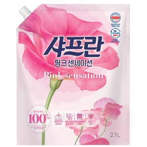 LG생활건강 샤프란섬유유연제리필-핑크센세이션(2100ml*2개)