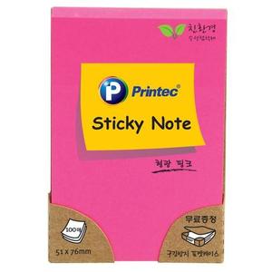 프린텍스티키노트 N5176P 형광분홍(51x76mm/100매)