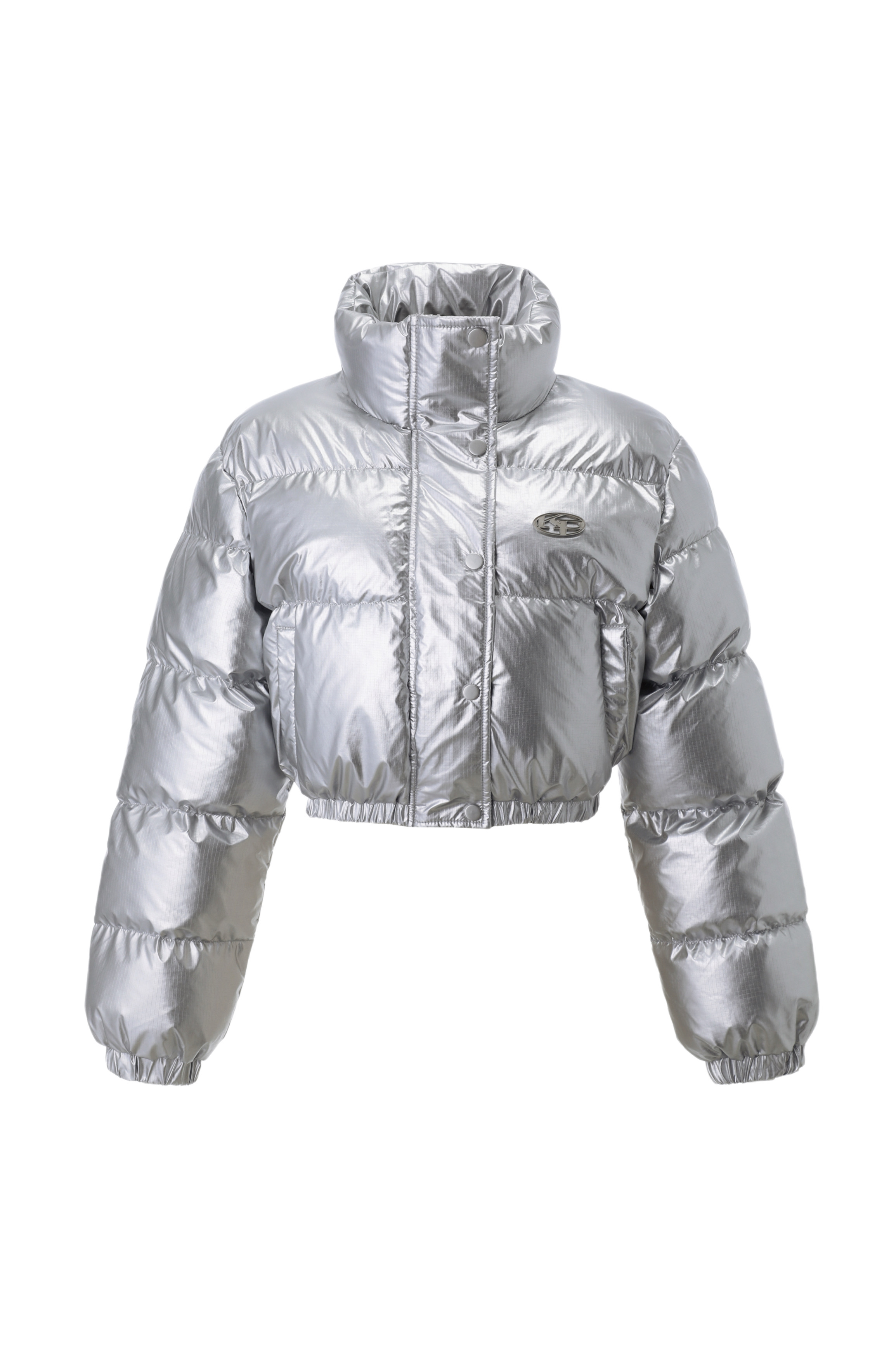 【KHAKIPOINT】l Symbol Glossy Padded Jacket★韓国発★ 카키포인트(KHAKIPOINT) Metal Symbol Glossy Padded Jacket