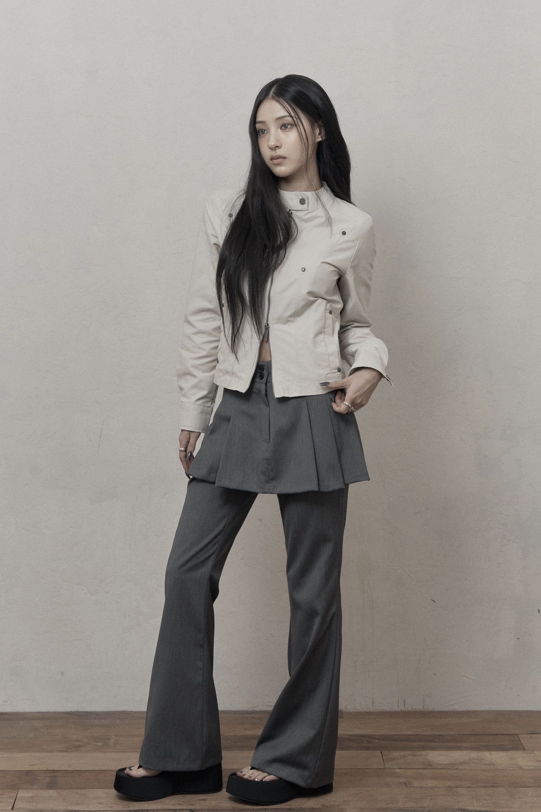 Skirt Layered Bootcut Pants - KHAKIPOINT