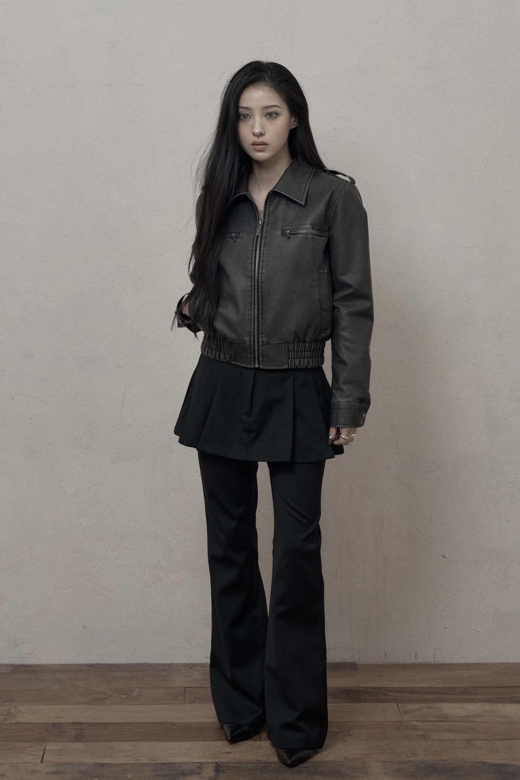 ◆KHAKIPOINT◆ Skirt Layered Bootcut Pants black P0000BDQ Skirt Layered Bootcut Pants - KHAKIPOINT