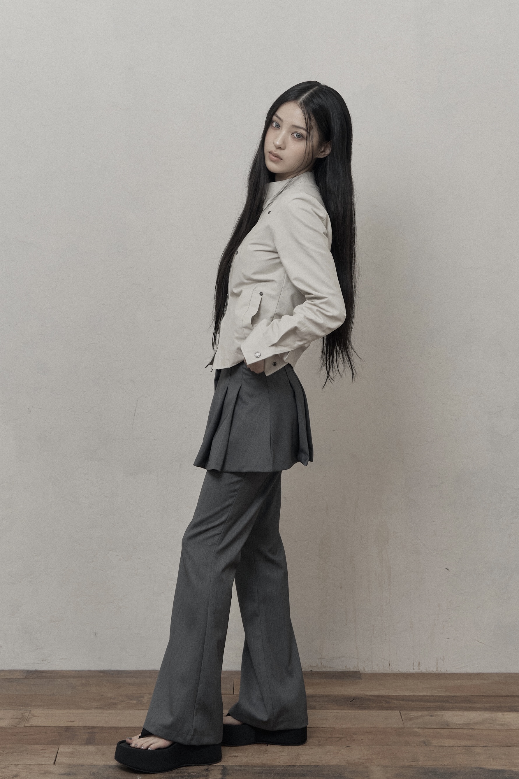 Skirt Layered Bootcut Pants - KHAKIPOINT