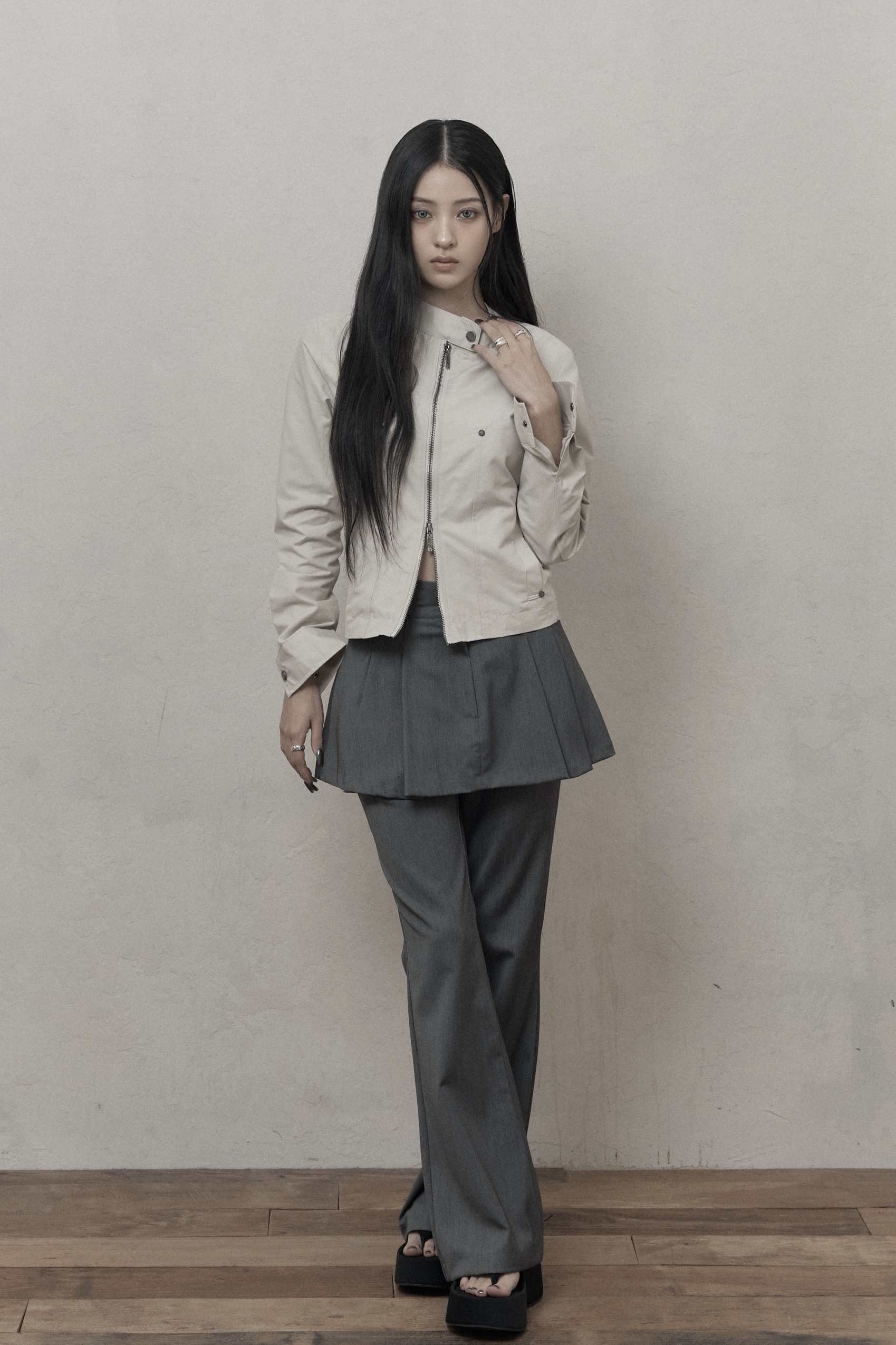 Skirt Layered Bootcut Pants - KHAKIPOINT