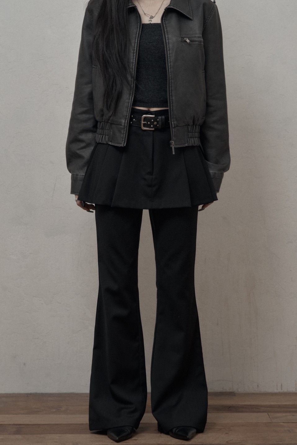 ◆KHAKIPOINT◆ Skirt Layered Bootcut Pants black P0000BDQ JUNKYARD Classy Bootcut Pant Black | Women | Junkyard