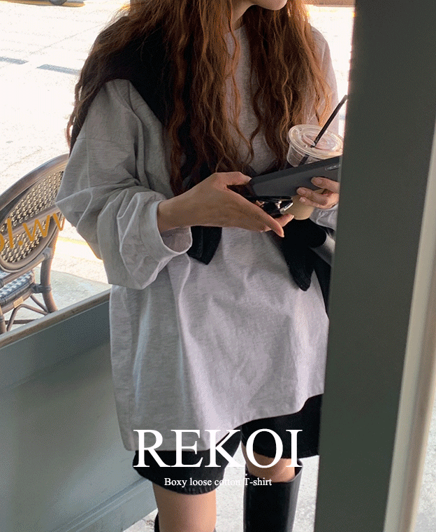🌷BEST 누적 1만장 판매 [REKOI MADE] 리코이 박시 루즈 코튼 긴팔 티셔츠 15color