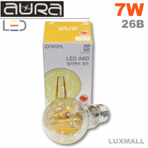 (내셔날/나스필)  LED 에디슨 A60 7W 필라멘트램프 디밍 백열형(밝기조절가능-디머) SR산전조광기용