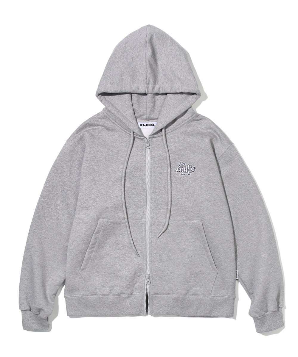 Heavy Cotton Patch Logo Hoodie Zip-Up - Gray