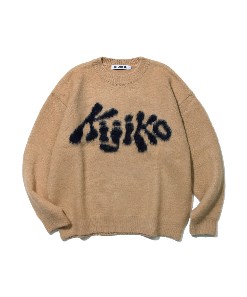 BRUSHED GROOVE LOGO KNIT -Beige