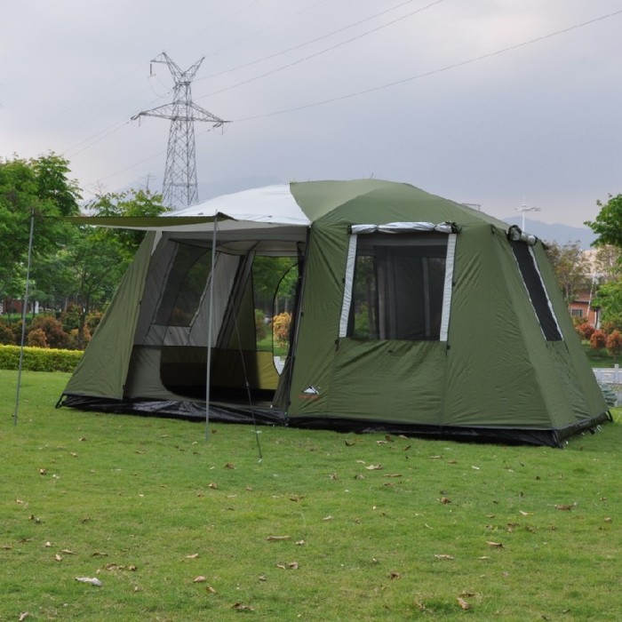 2 베드룸 1 거실 비바람 방지 다 인용 2 층 캠핑 텐트 5-8 인 6-12 인 2 베드룸 2 베드룸 1 리빙 야외 텐트