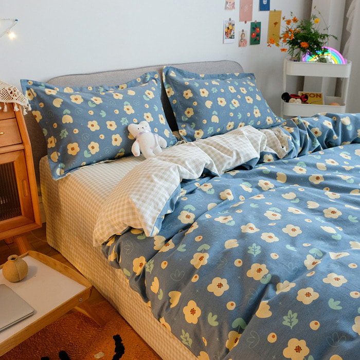Zhizhen 머큐리 홈 텍스타일 4 피스 면화 4 피스 인 작은 신선한 가을과 겨울 침구 두꺼운 면화 침대